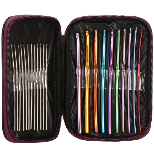 Zestaw do szydełkowania 22 szt. i etui szydełka z aluminium i stali nierdzewnej