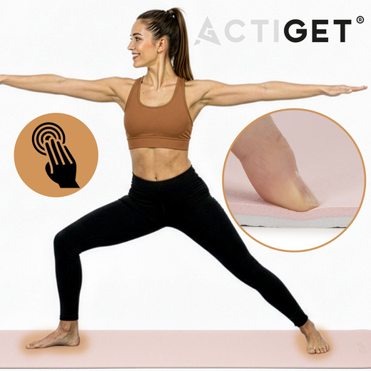 Mata do jogi, ćwiczeń fitness 183x61 cm antypoślizgowa, materac do stretchingu, jasny róż