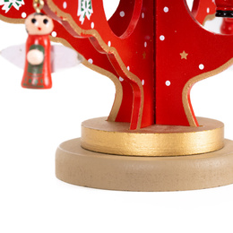 Choinka drewniana świąteczna 29 cm z figurkami dekoracja bożonarodzeniowa czerwona