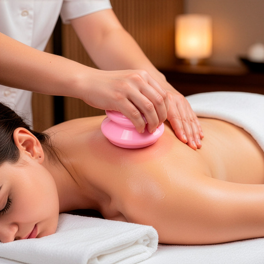 Bańki chiński, gumowe do masażu zestaw 4 szt. antycellulitowy, różowe