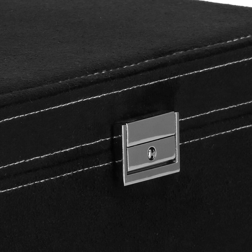 Szkatułka na biżuterię 26x26x9 cm czarny, welurowy organizer z przegródkami