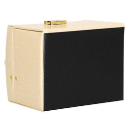 Szkatułka na biżuterię ekoskóra 17,5x14x12,5 cm ecru organizer z przegródkami