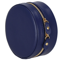 Szkatułka na biżuterię okrągła 11x5 cm jasnoróżowy organizer z przegródkami ekoskóra