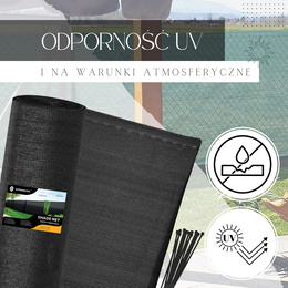 Siatka cieniująca 90% osłonowa 1,5x25m czarna 100 szt. opasek zaciskowych