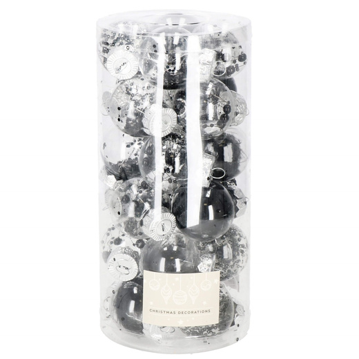 Bombki choinkowe przeźroczyste 24 szt. czarny 5cm zestaw choinkowy