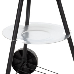 Grill węglowy, zamykany pokrywą okrągły, ruszt 41 cm przenośny, czarno-czerwony