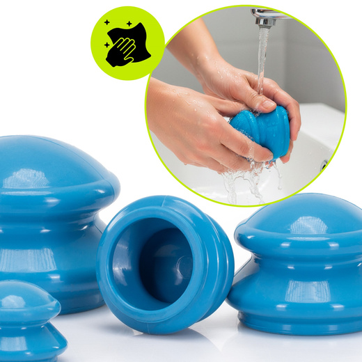 Bańki chiński, gumowe do masażu zestaw 4 szt. antycellulitowy, niebieskie