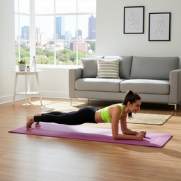 Mata do ćwiczeń 183x61 cm antypoślizgowa NBR do jogi, stretchingu z uchwytem różowa