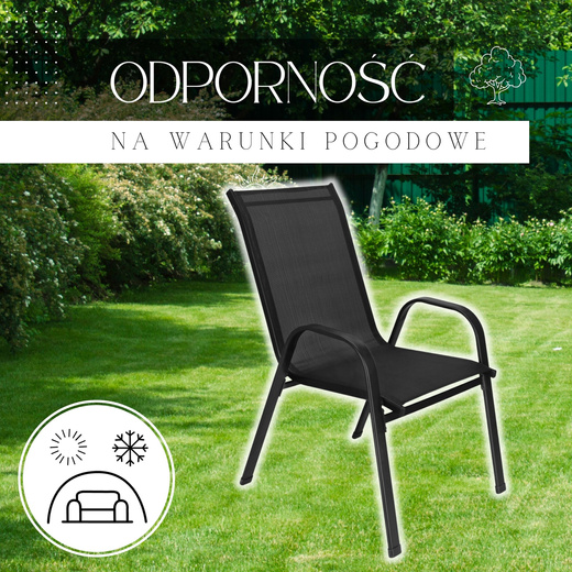 Meble ogrodowe metalowe zestaw dla 4 osób stół 120 cm i 4 krzesła na taras balkon czarne