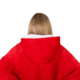 Kocobluza damska męska oversize koc bluza 2w1 z kapturem XXL ciepła czerwone