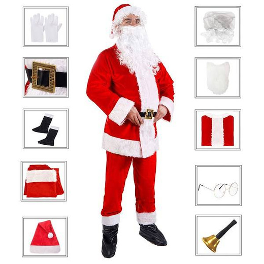 Strój św. Mikołaja zestaw 10 elementowy przebranie świąteczne