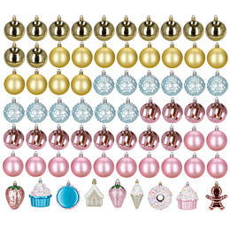 Bombki choinkowe 69 szt. świąteczny zestaw dekoracji do stroika, wielokolorowe