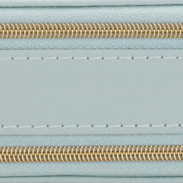 Szkatułka na biżuterię ekoskóra 11,5x8,5x5,5 cm błękitny organizer z przegródkami i lusterkiem