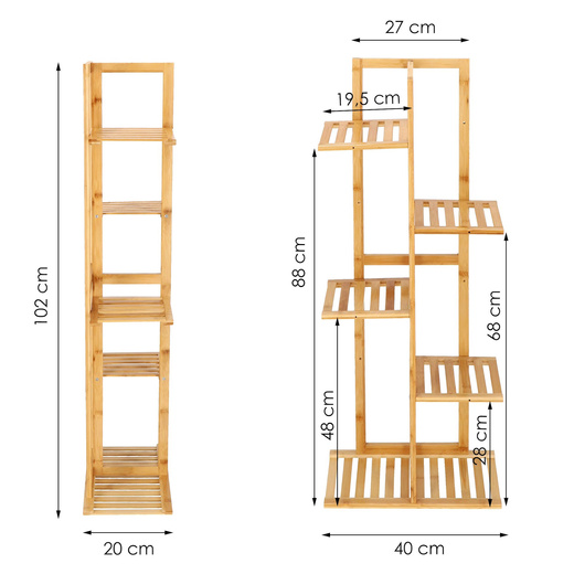 Kwietnik drewniany 102 cm stojak na kwiaty z 6 półkami drewniany