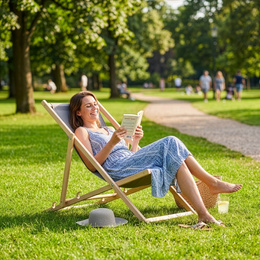 Leżak ogrodowy drewniany z 3-stopniową regulacją, plażowy, balkonowy do 120 kg szary