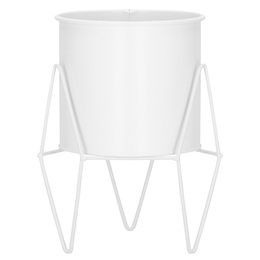 Stojący kwietnik 22 cm stojak z doniczką na kwiaty nowoczesny loft biały mat
