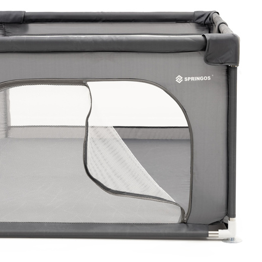 Kojec dla dzieci, zamykany 200x180x66 cm składany, turystyczny, szary