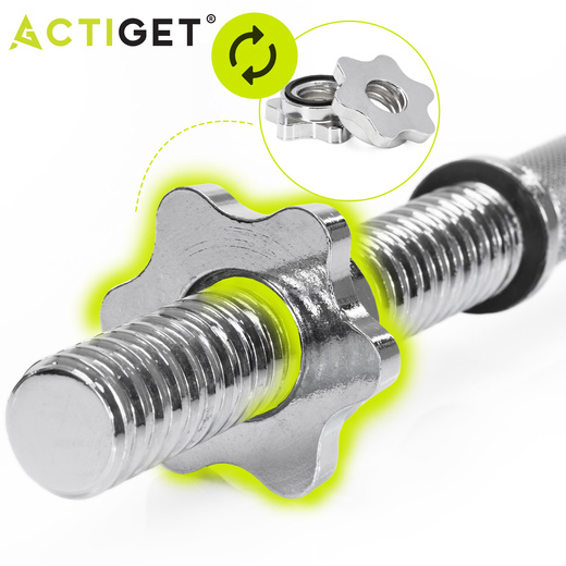 Gryf krótki 40 cm do hantli z zaciskami zestaw 2 szt. gwintowane, śr. 28 mm stal chromowana