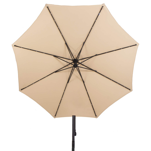 Parasol ogrodowy z oświetleniem led na wysięgniku 300 cm składany na balkon, taras ecru 