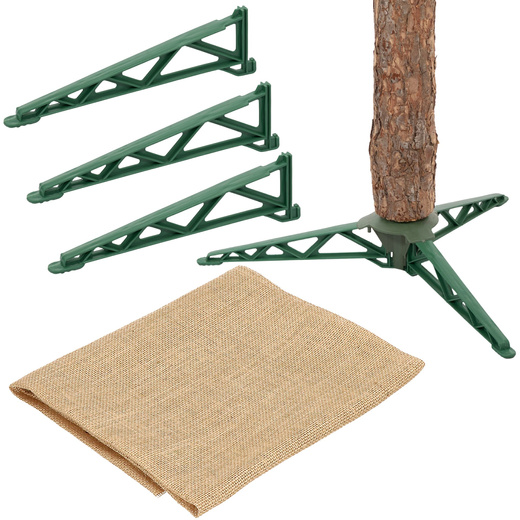 Choinka na pniu 220 cm sztuczna sosna diamentowa ośnieżona premium ze stojakiem i jutą