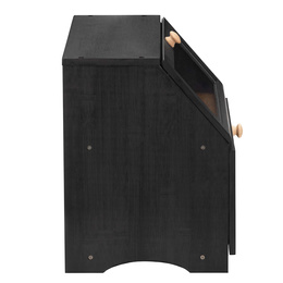 Chlebak zamykany, dwupoziomowy, szafka na pieczywo, bambusowy, czarny