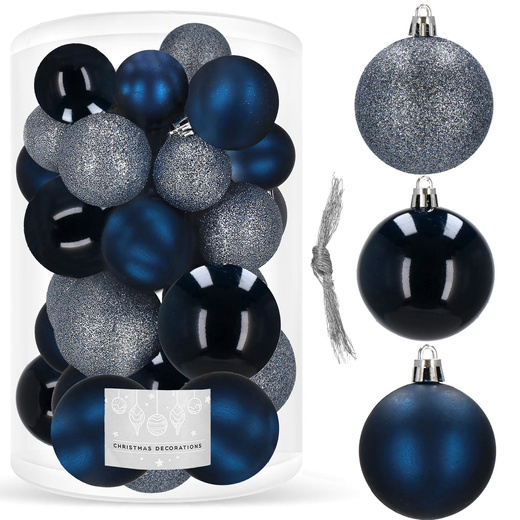 Bombki choinkowe 30 szt. ozdoby świąteczne granatowy