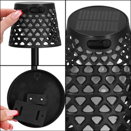 Lampa solarna LED ażurowa 5w1 zewnętrzna kinkiet z 3 trybami świecenia czarny
