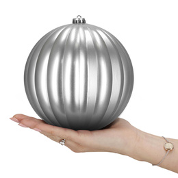 Bombki choinkowe 3 szt. duże ozdoby świąteczne 20,5 cm brokat srebrne