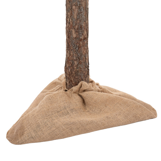 Choinka na pniu 140 cm sztuczna sosna diamentowa ośnieżona premium ze stojakiem i jutą