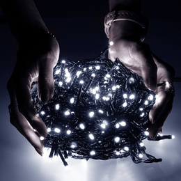 Lampki choinkowe 300 led biały zimny 15m oświetlenie świąteczne IP44