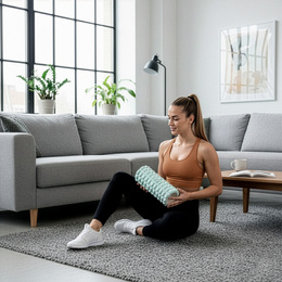 Wałek do masażu, średnio twardy, roller z wypustkami, miętowy