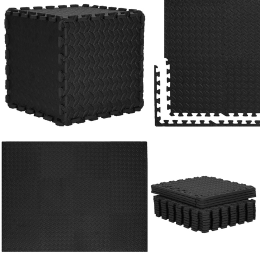 Mata piankowa 90x118 cm do ćwiczeń czarne puzzle pod sprzęt pianka EVA