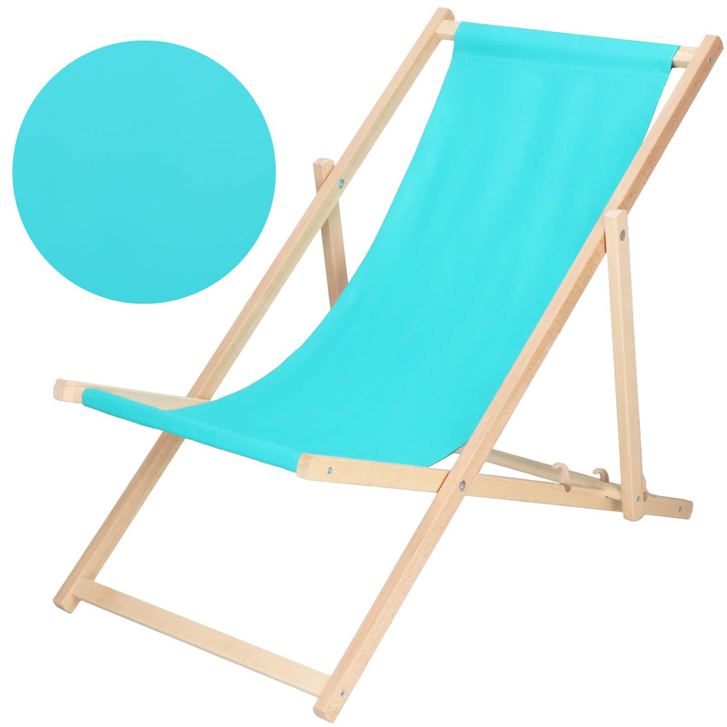 Leżak ogrodowy, drewniany z 3-stopniową regulacją, plażowy, balkonowy, turkusowy