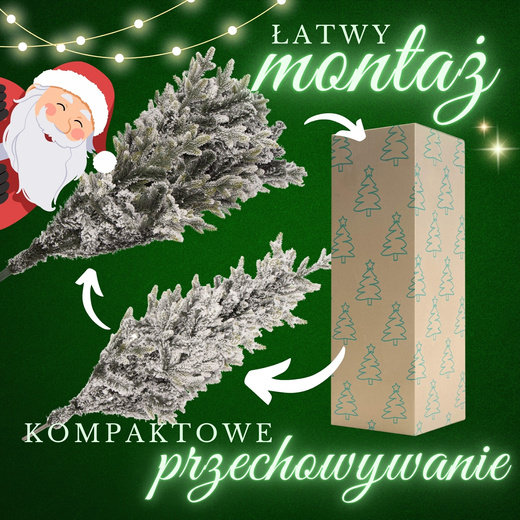 Choinka sztuczna premium 220 cm świerk ośnieżony drzewko bożonarodzeniowe