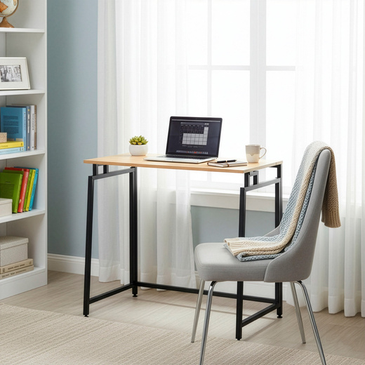 Biurko komputerowe, składane 80 cm stolik do pracy przy komputerze, drewniany, jasno brązowy