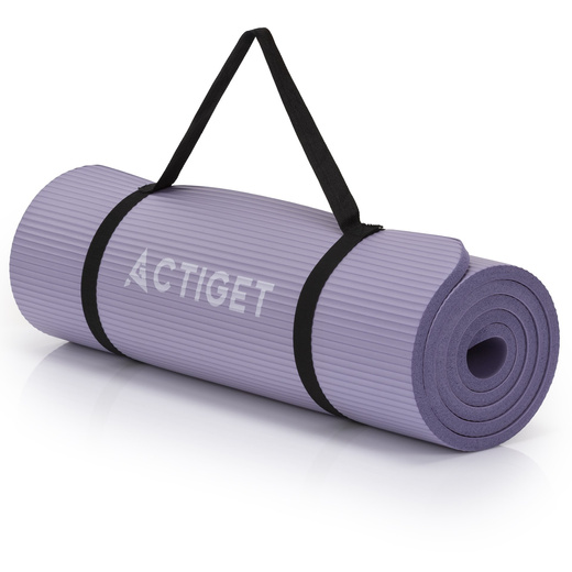 Mata do jogi, ćwiczeń fitness 183x61 cm antypoślizgowa, materac do stretchingu fioletowy
