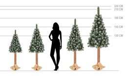 Choinka sztuczna na pniu 220 cm sosna diamentowa nowoczesna gęste drzewko świąteczne