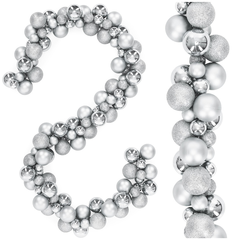 Girlanda świąteczna 160 cm łańcuch z bombek 130 szt. srebrne