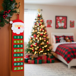 Kalendarz adwentowy, wiszący z 24 przegródkami Mikołaj, dekoracja świąteczna, filc, multikolor