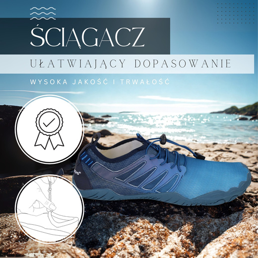 Buty do wody, męskie szybkoschnące buty na plaże rozm. 44 ciemnoniebieskie