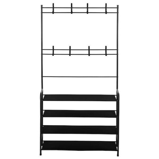 Wieszak na ubrania 150x80x25 cm metalowy stojak na buty loft czarny