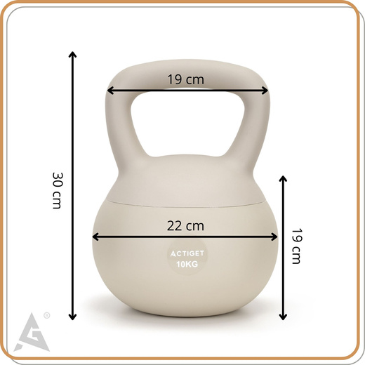 Kettlebell miękki 10 kg kula odważnik hantla ciężar do ćwiczeń fitness, beżowy