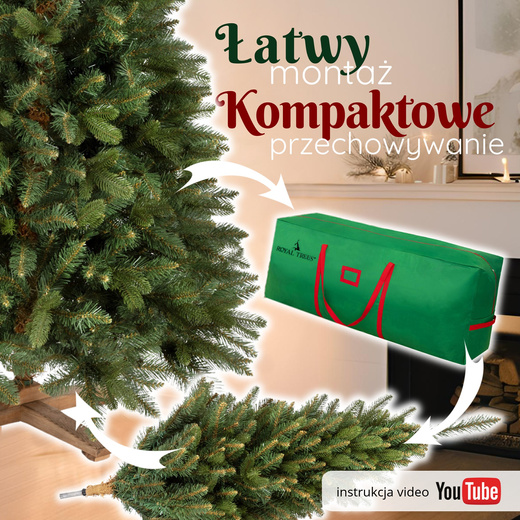 Choinka sztuczna 220 cm Premium Royal Trees świerk syberyjski z drewnianym stojakiem