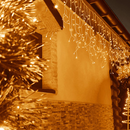 Kurtyna świetlna z pilotem 1000 led girlanda, lampki wewnętrzno-zewnętrzne 45 m sople ciepły biały