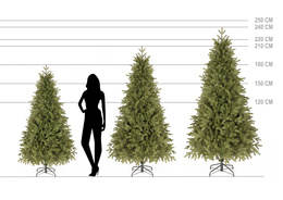 Choinka sztuczna 210 cm jodła premium PE jak żywa, gęsta, z metalowym stojakiem