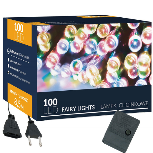 Lampki choinkowe 100 led multikolor 8,5 m oświetlenie świąteczne