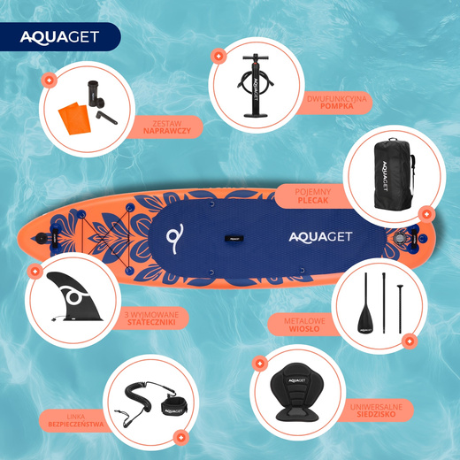 Deska SUP 350 cm pompowana do pływania na stojąco paddleboard z zestawem akcesoriów