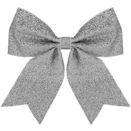 Kokardka świąteczna na choinkę 20 cm brokatowa zawieszka choinkowa srebrna