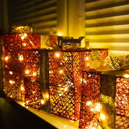 Dekoracja świąteczna LED prezenty oświetlenie zestaw 3 szt. biały ciepły