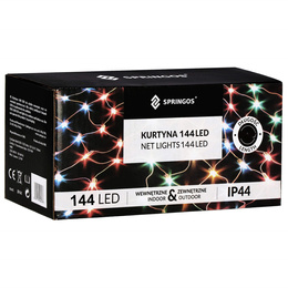 Kurtyna świetlna multikolor 144 Led lampki wewnętrzno-zewnętrzne siatka z programatorem